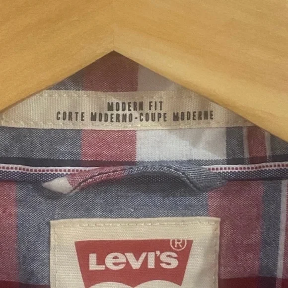 Levi’s Men’s XL Modern Fit Pearl Snap Long Sleeve Plaid Shirt - Picture 6 of 8